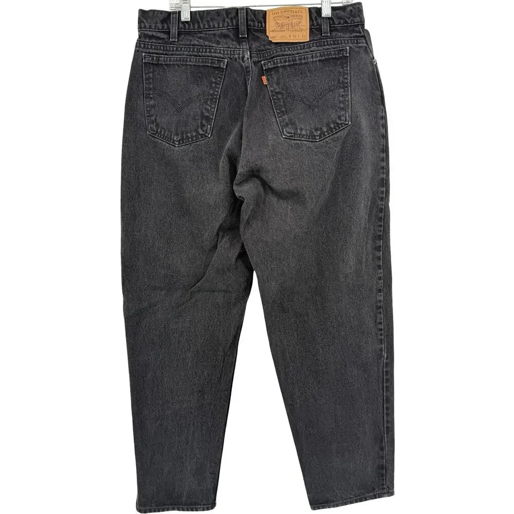 Vintage 90s Mens Levi's 560 Loose Fit Tapered Leg Black Orange Tab Jeans (34x30)